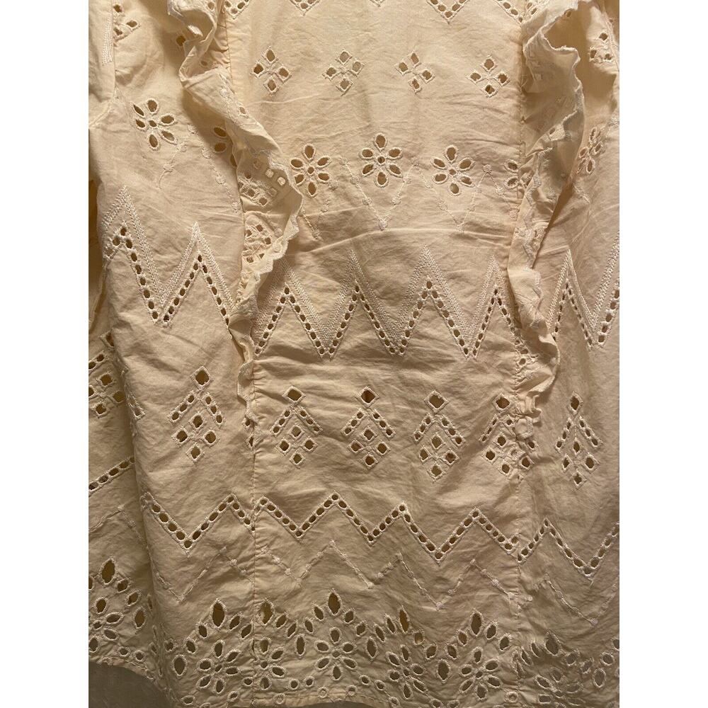 Zara Cream Eyelet Ruffle Blouse - Picture 5 of 12